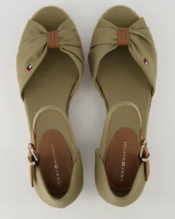 Basic Open Toe Mid Wedge Sandalen in Grün