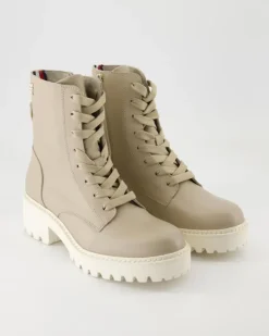 Chic Mid Heel Leather Lace-up Stiefeletten in Beige