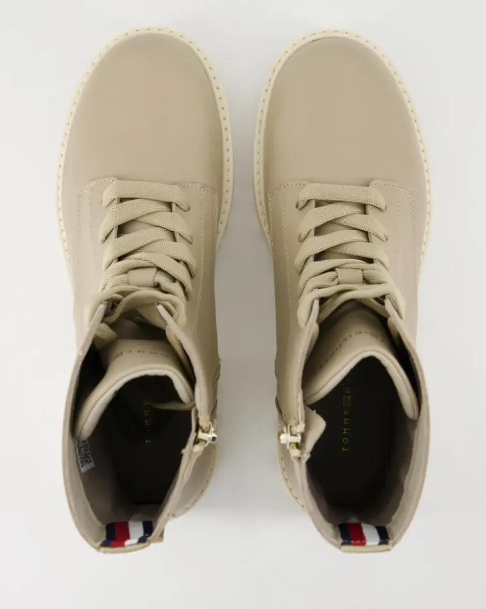 Chic Mid Heel Leather Lace-up Stiefeletten in Beige