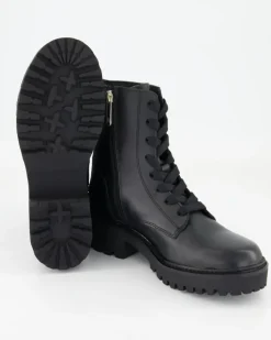 Chic Mid Heel Leather Lace-up Stiefeletten in Schwarz