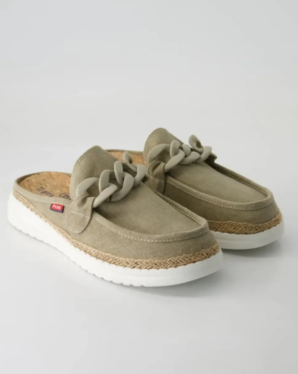Ella chain raffia Pantoletten in Beige