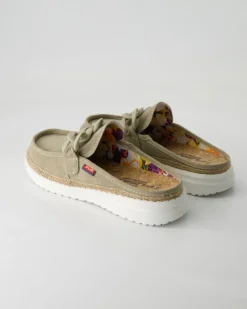 Ella chain raffia Pantoletten in Beige