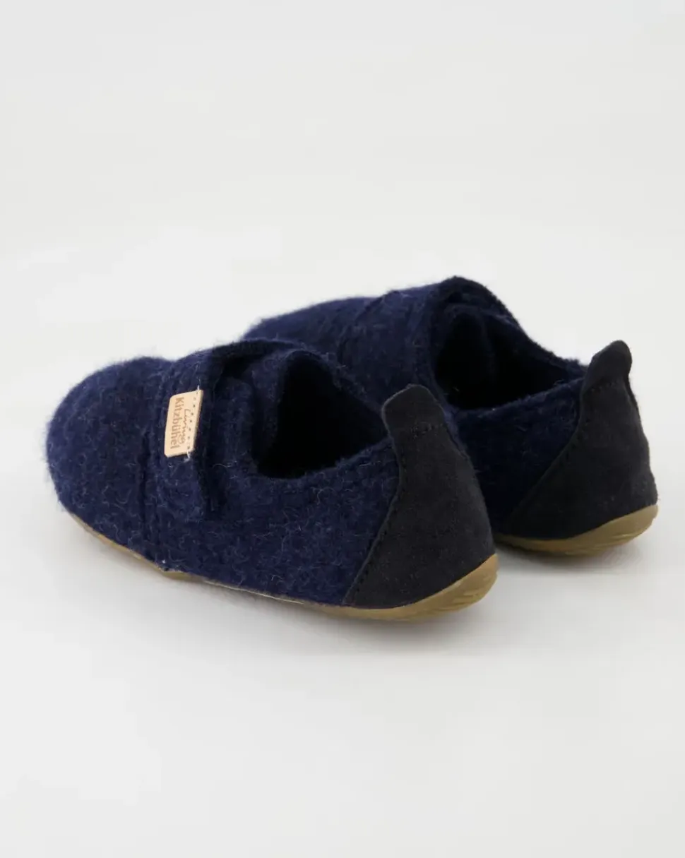 Klettmodell Lederferse Hausschuhe in Blau