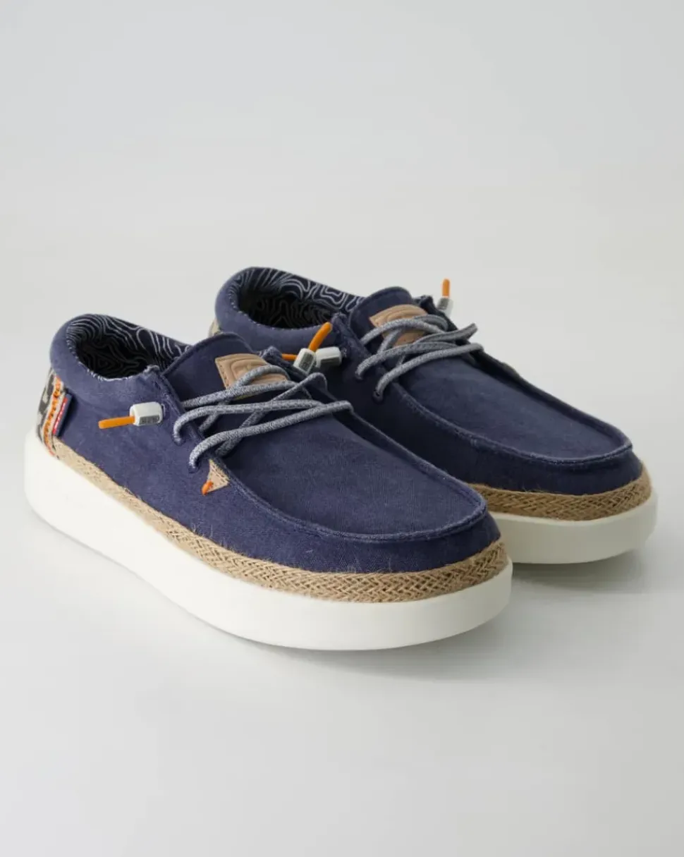 Lily linen navy Slipper in Blau