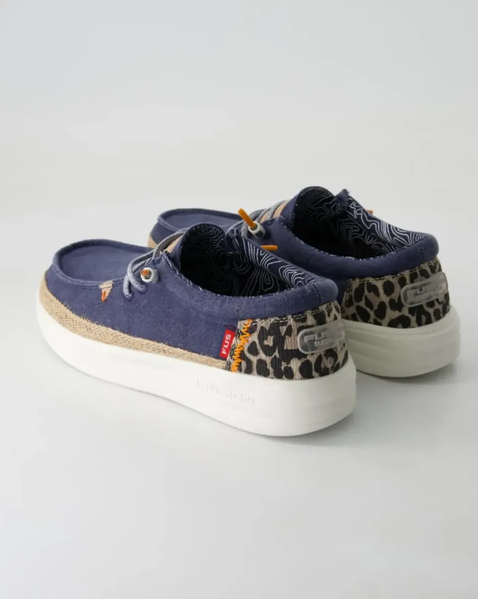 Lily linen navy Slipper in Blau