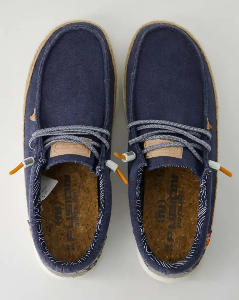 Lily linen navy Slipper in Blau