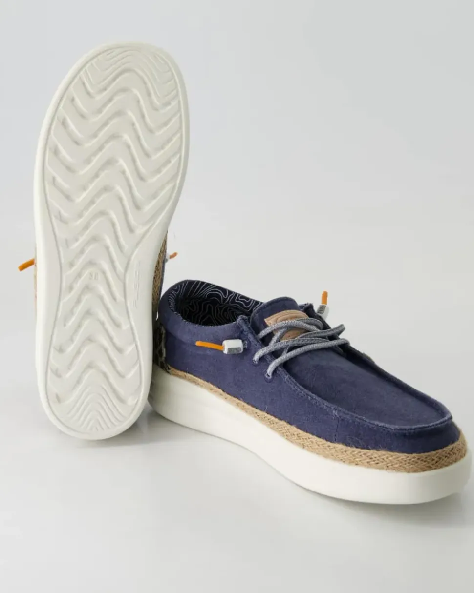 Lily linen navy Slipper in Blau