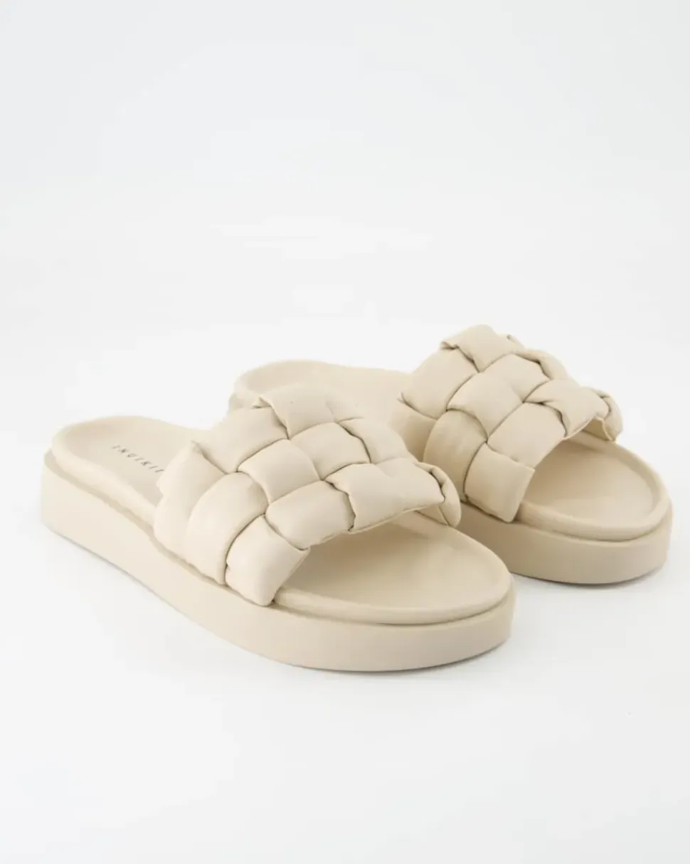 Padded Braided Pantoletten in Beige