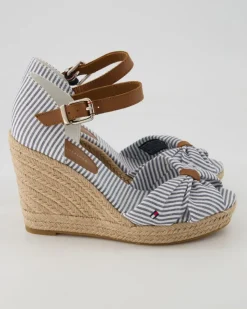 Seersucker High Wedges in Blau