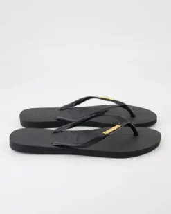 Slim Logo Zehentrenner in Schwarz