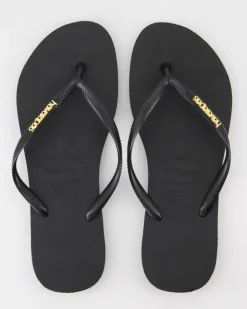 Slim Logo Zehentrenner in Schwarz