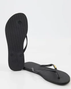 Slim Logo Zehentrenner in Schwarz