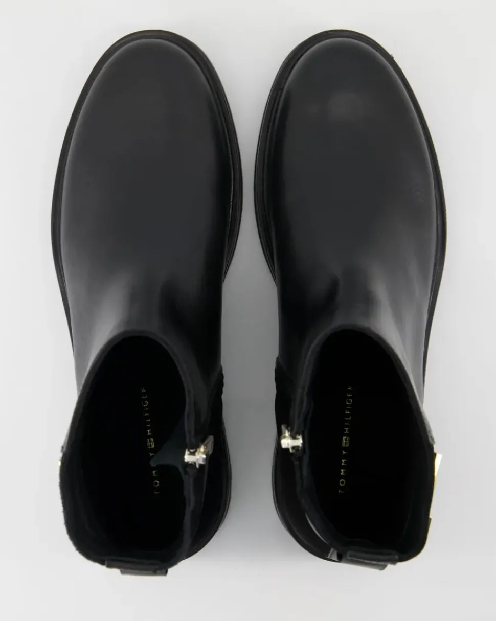 TH Logo Leather Mix Chelsea Stiefeletten in Schwarz