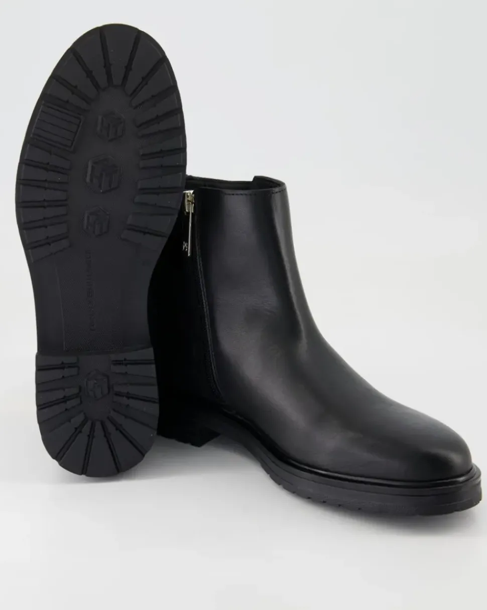 TH Logo Leather Mix Chelsea Stiefeletten in Schwarz
