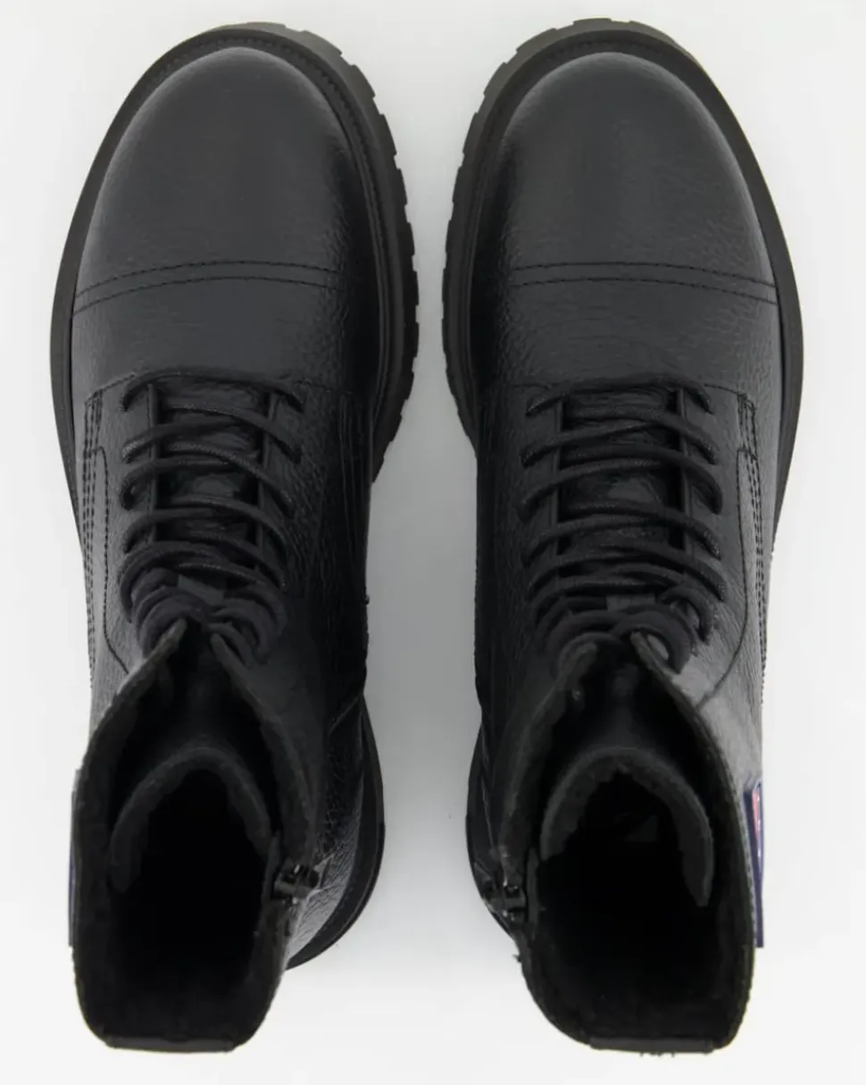 TJM Lace Up Mid Boot Tumbled Stiefeletten in Schwarz