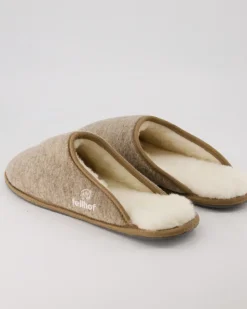 Trendy Filz Pantoletten in Beige