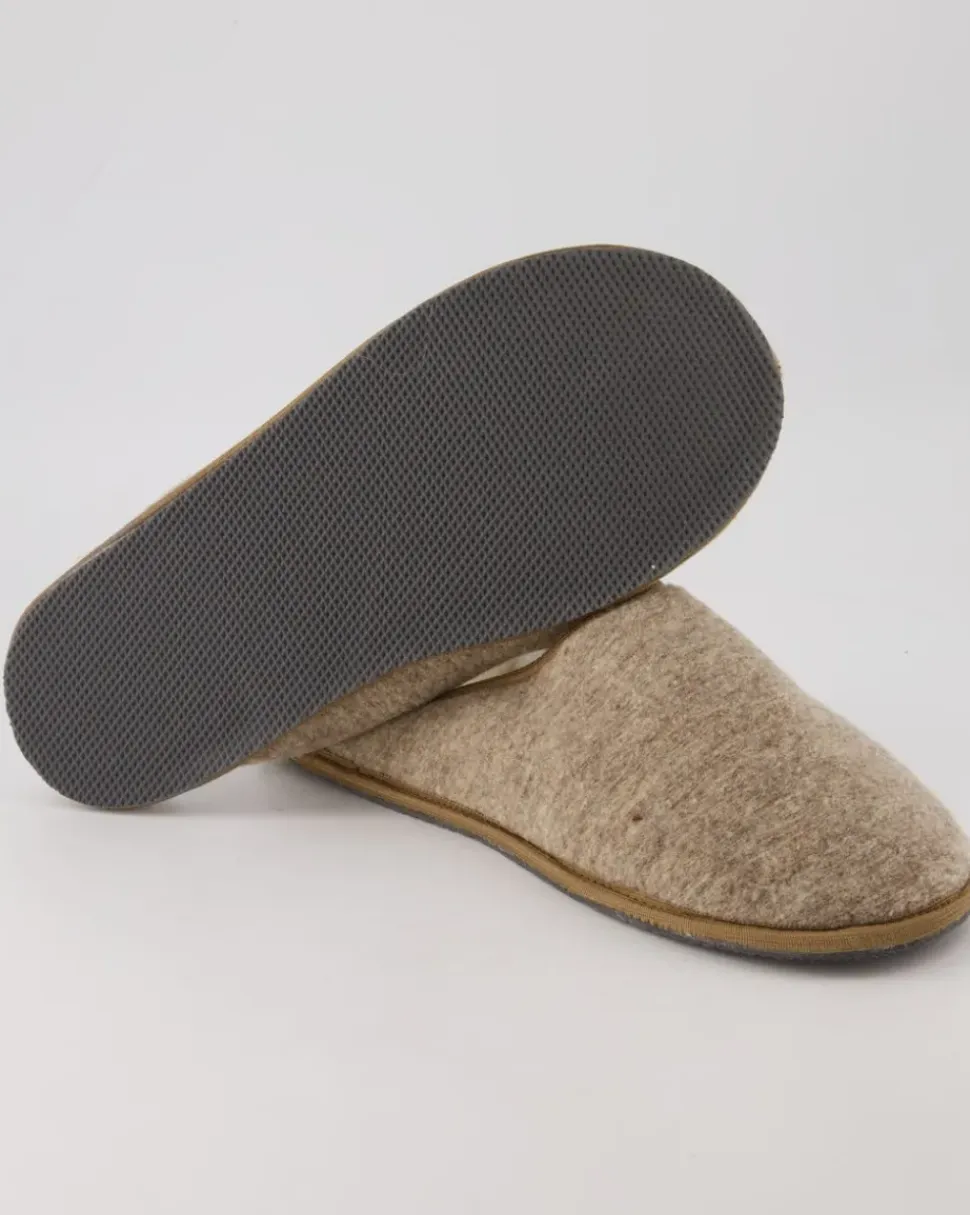 Trendy Filz Pantoletten in Beige