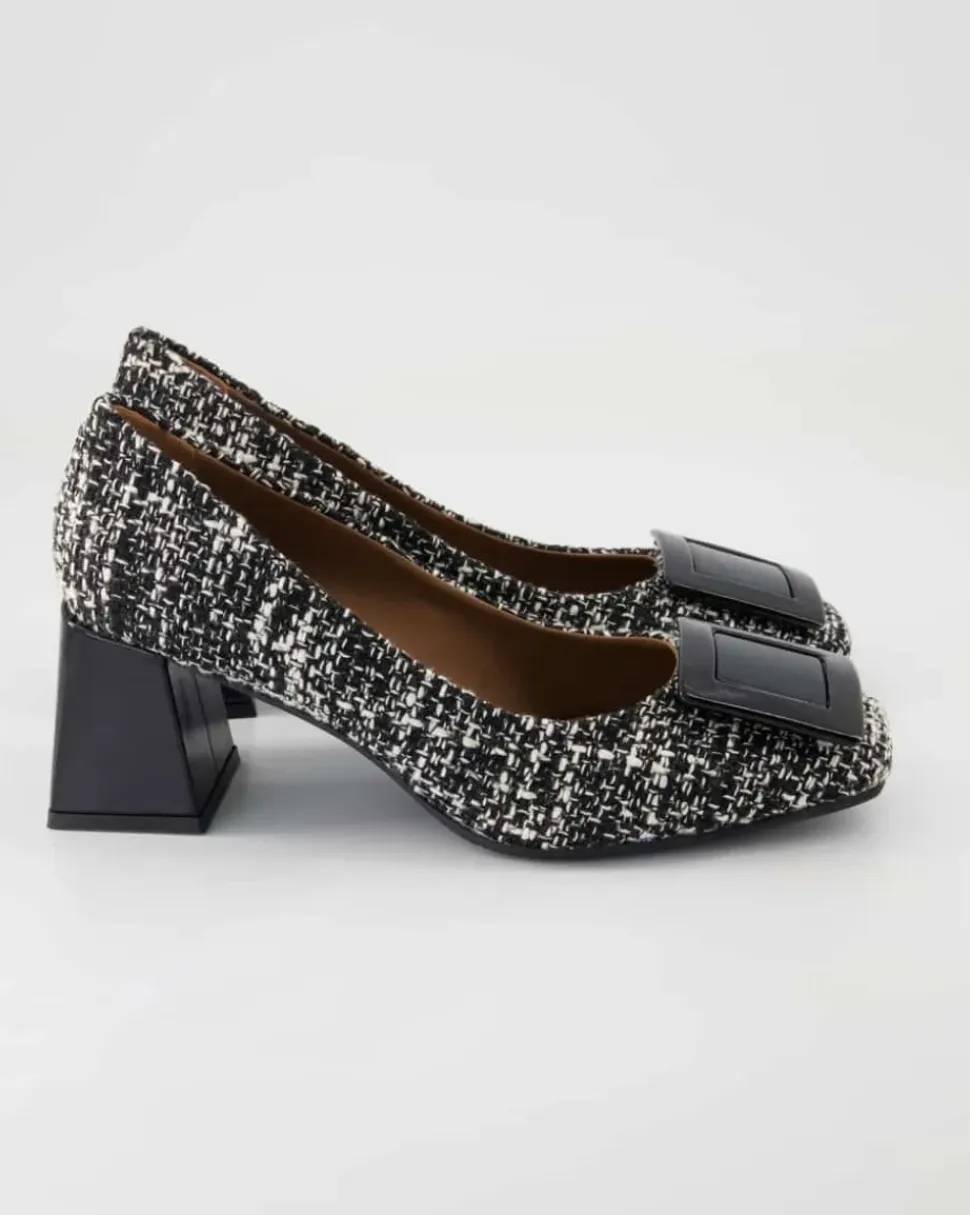 Tweed Melange Nero 97 /Vernice Pumps in Schwarz