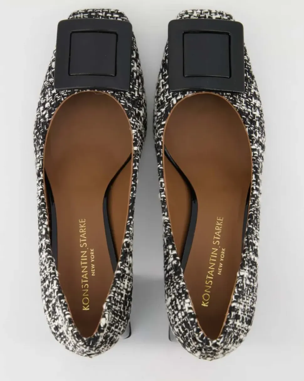 Tweed Melange Nero 97 /Vernice Pumps in Schwarz