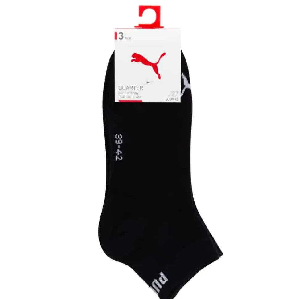 UNISEX QUARTER PLAIN 3P Socken in Schwarz